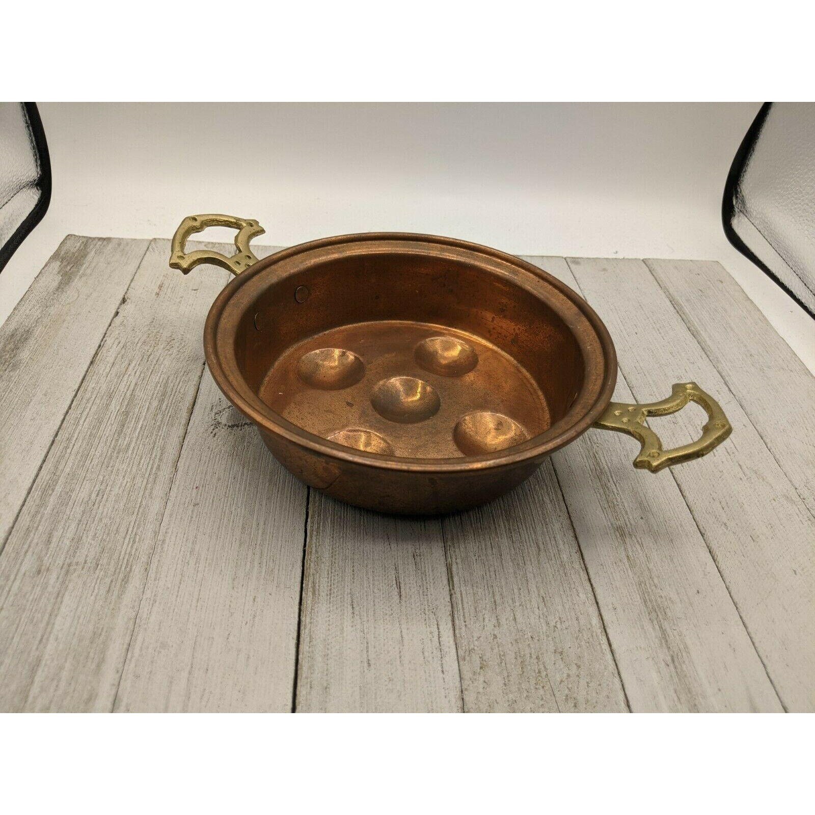Vintage Copper Escargot Egg Poacher Pan with Brass Handle 6 Etsy