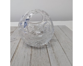 Vintage Crystal Cut Glass Centerpiece Basket 4 3/4"