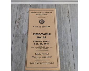 Used Union Pacific Railroad Eastern District Kansas Division Time-Table No. 41