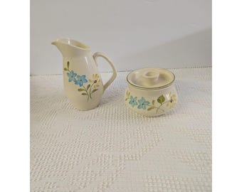 Vintage Franciscan DAISY Creamer Pitcher and Sugar Dish with Lid Pottery