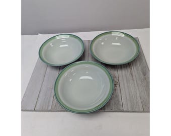 Vintage Stoneware JCPenney Sea Green Soup Cereal Bowls Set Of 3