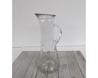 Owen Illinois Glass Pitcher Thumbprint Pattern 10" Tall Vintage