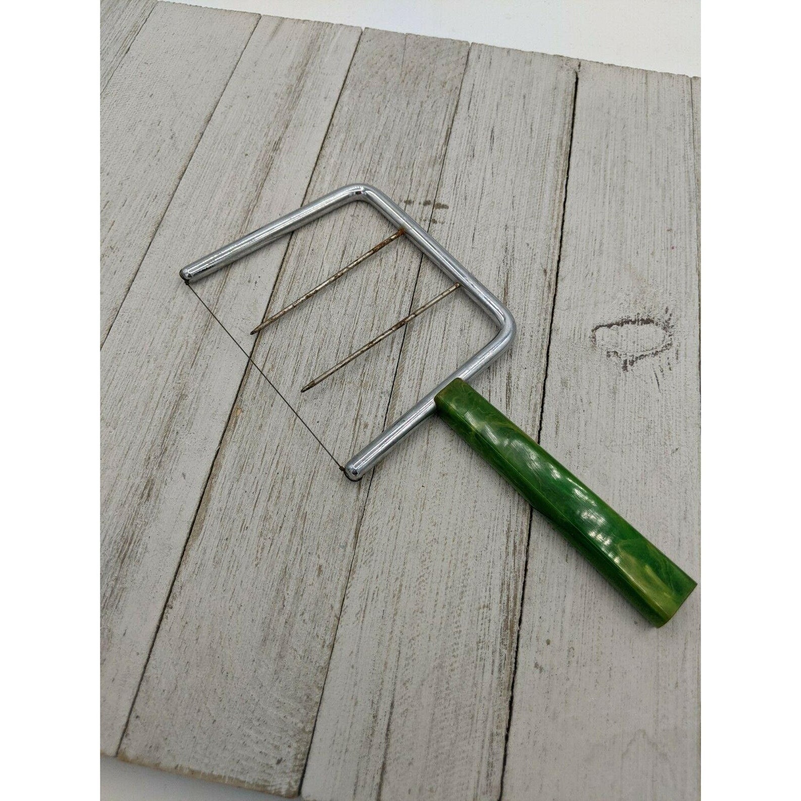 Vintage Wire Cheese Cutter Slicer with Marbled Green Bakelite Etsy
