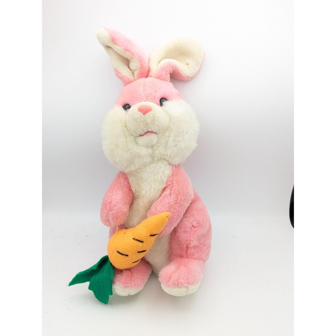 Vintage Cuddle Wit Pink Rabbit With Carrot Stuffed Animal 16