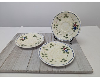 LongChamps France Nemours Set of 3 Saucers Plates Vintage 6 1/2” Hand Painted