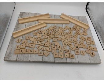 Vintage Scrabble Game 1948 Replacement Parts Wood Wooden Tiles with Trays