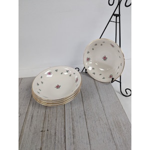 Vintage Set 5 Homer Laughlin Eggshell Georgian RAMBLER ROSE Fruit Dessert Bowl