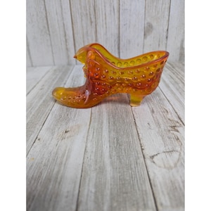 Vintage Fenton Marigold Daisy and Button Glass Shoe 5 1/2&quot;