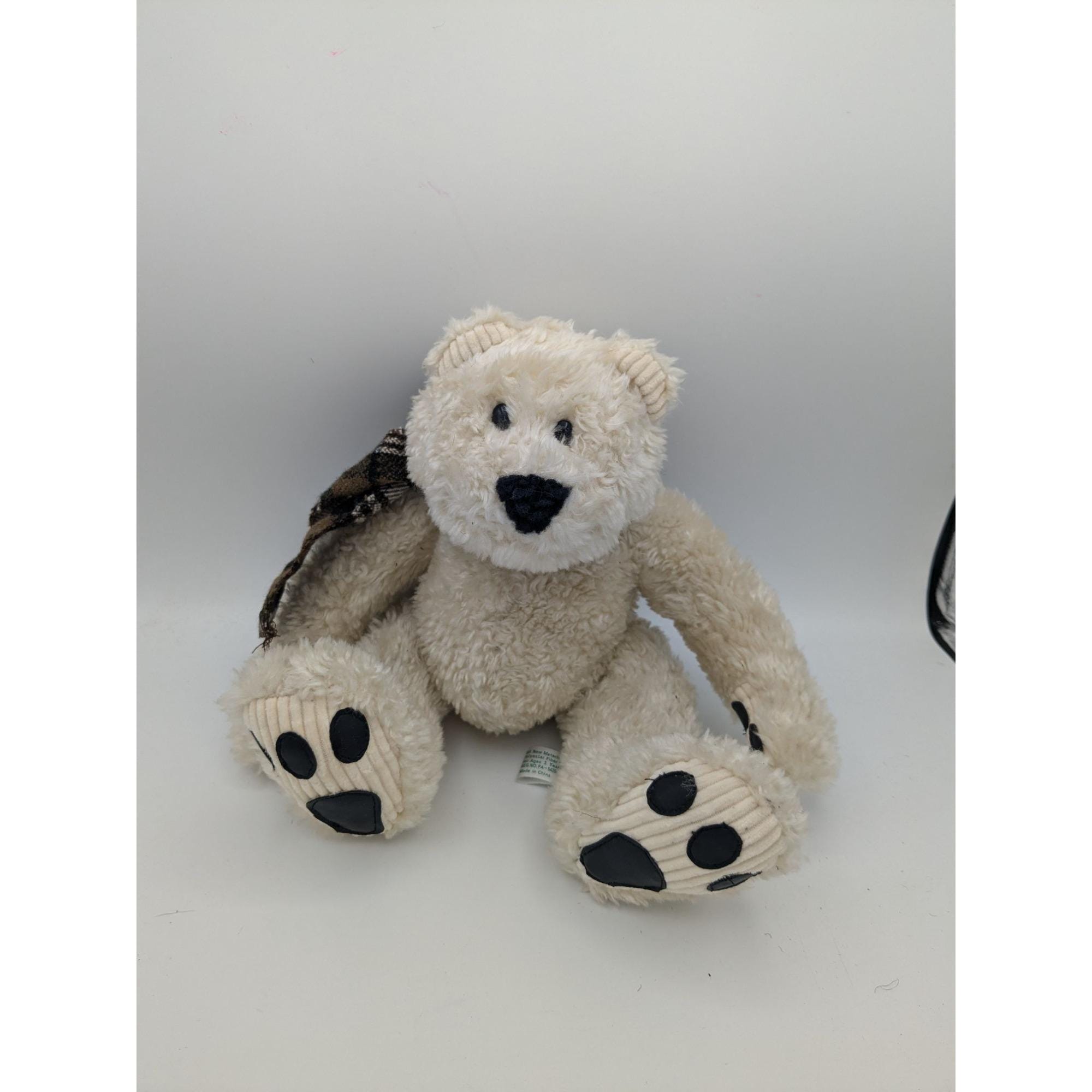 Vintage Treadwell Menagerie White Teddy Bear With Scarf 8" Plush Stuffed Animal