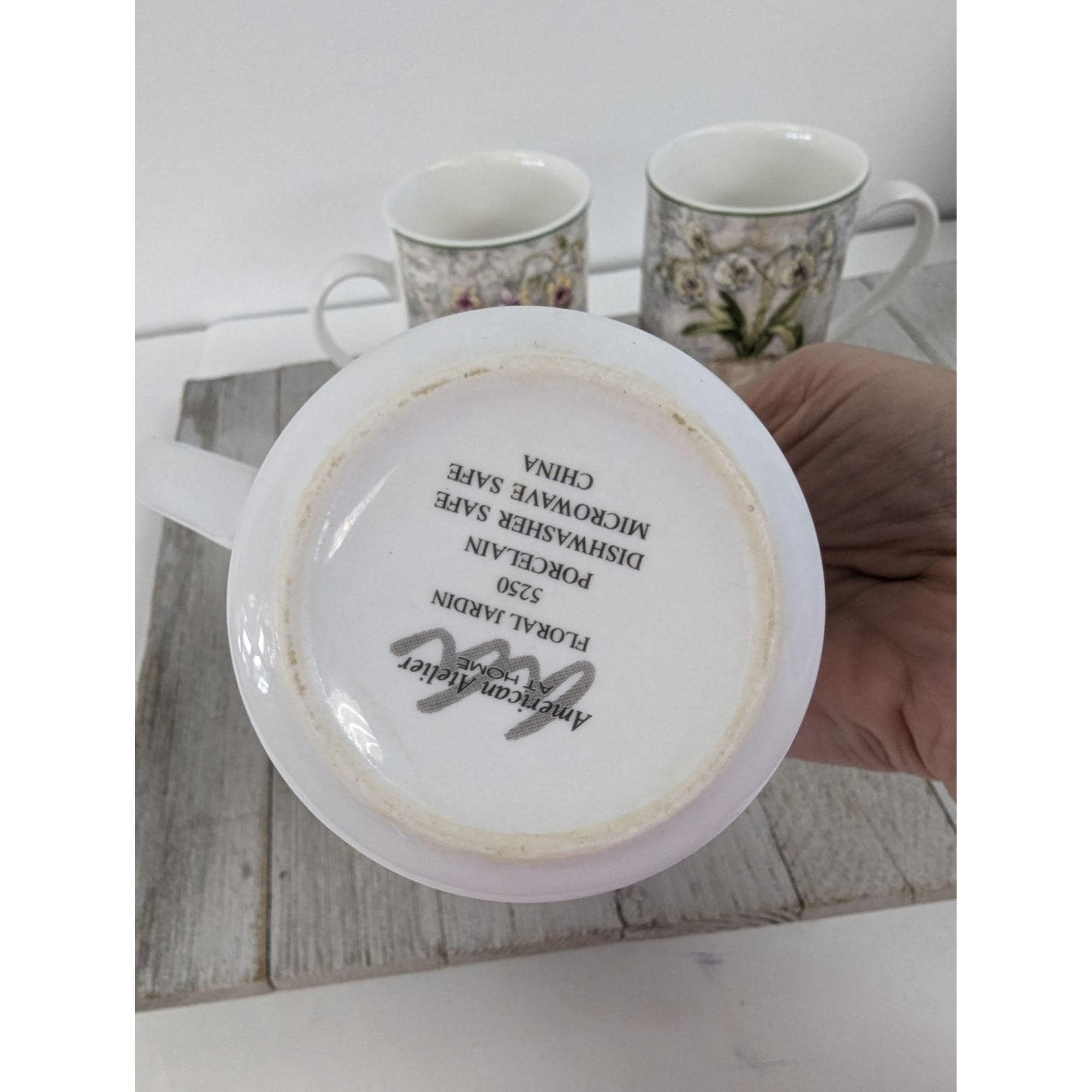 American Atelier Set of 4 Floral Jardin Porcelain 10 Oz Mugs Cups - Etsy