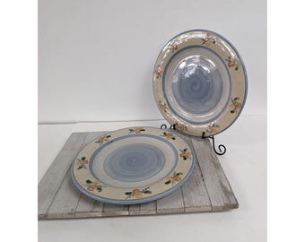 Vintage Louisville Stoneware Pottery Primrose 11” Dinner Plates Set of 2