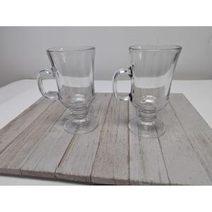 Libbey Set Of 2 Irish Coffee Hot Cold Clear Footed Mugs 5 3/4&quot;