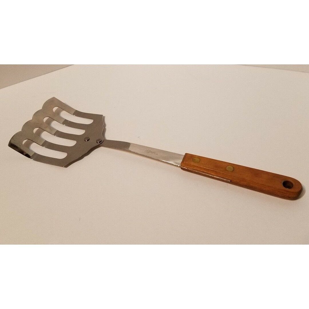Robinson USA Stainless Slotted Spatula Strainer Turner Wood Etsy