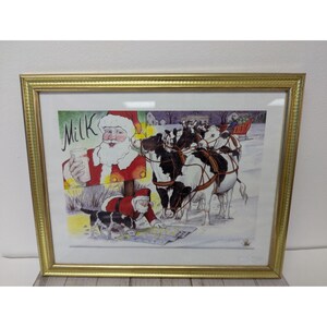 Jane McClure Jane's Prints Santa Claus with Map Cows Farm Country Impression encadrée