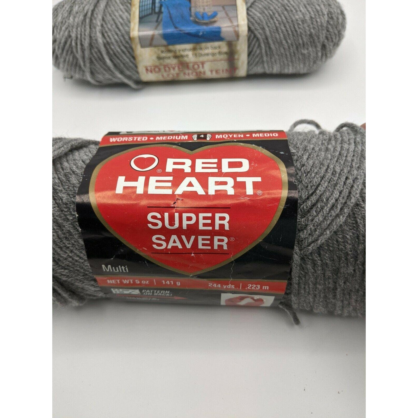 RED HEART Super Saver Yarn, 2 Heather Gray & 1 Black New 244 yds /223 m Lot  of 3