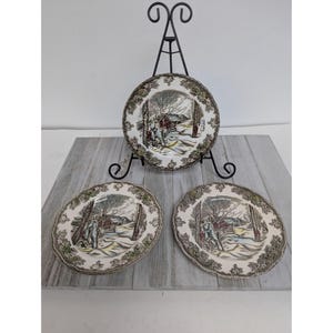 Vintage Johnson Brothers Friendly Village Set of 3 Dessert Plates 6&quot;