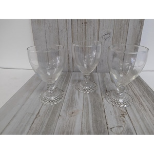 Anchor Hocking Bubble Foot Water Wine Goblet Glasses 5 1/2&quot; Stemmed Set of 3