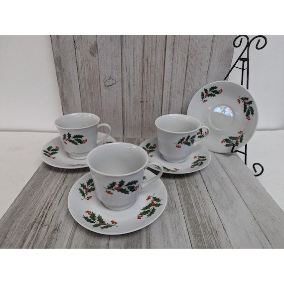 Apulum Stechpalme Beeren Weihnachtsbaum 3 Teetassen & 4 Untertassen - Etsy  Schweiz