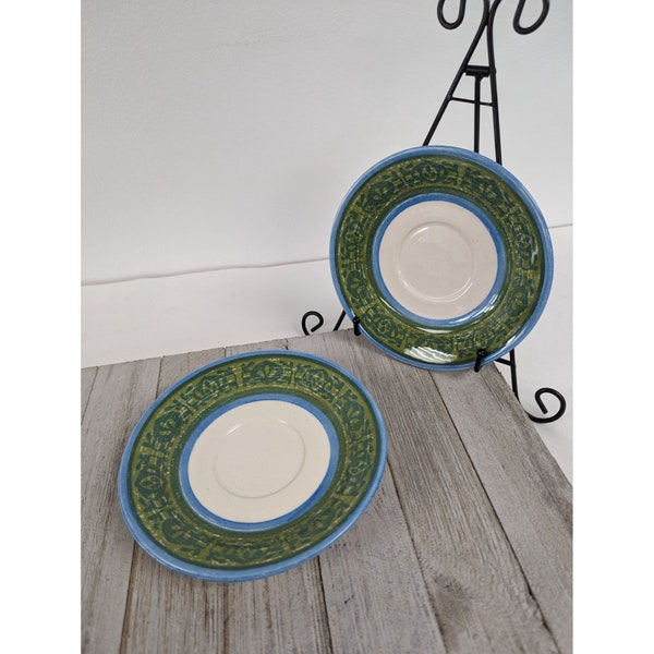 Vintage Royal Ironstone BLUE EDGE By Royal China Set of 3 Saucer Plates