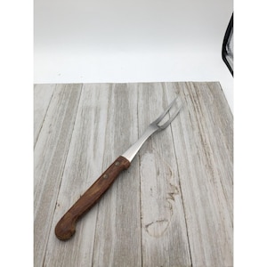 Vintage Skyline Meat Fork 11&quot; Wood Handle Stainless Steel Made In England