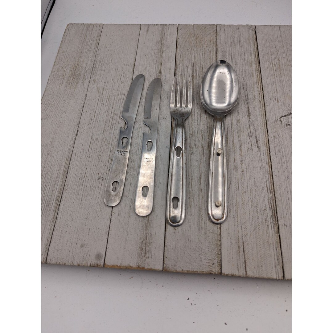 Vintage Chow Kit Set Knife Fork Spoon Eating Utensils Camping Etsy
