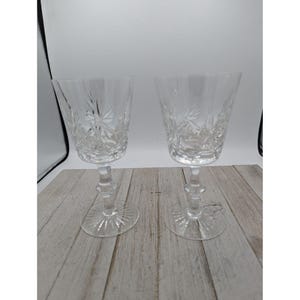 Edinburgh Crystal Star of Edinburgh Water Glasses Scotland 7&quot; Stemmed Set of 2