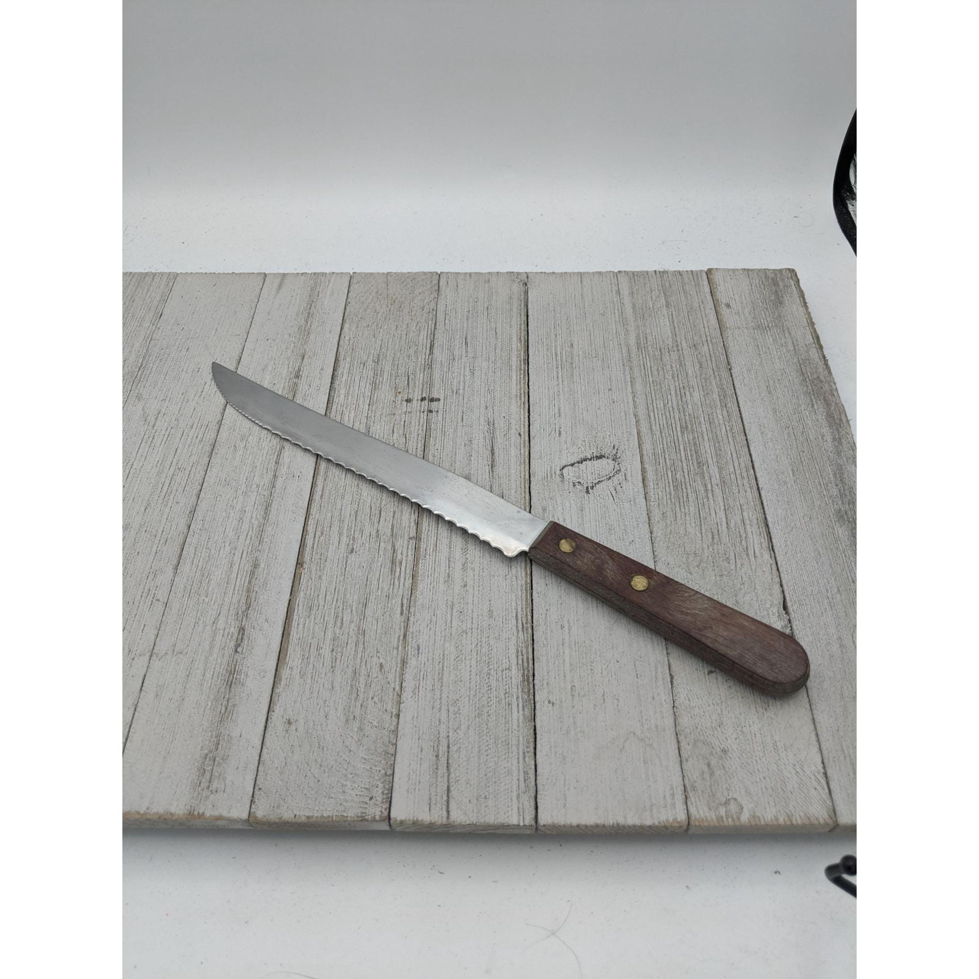 Robinson Knife Co 8” Carving Utility Knife #2 Serrated Wood Handle 12 1 ...