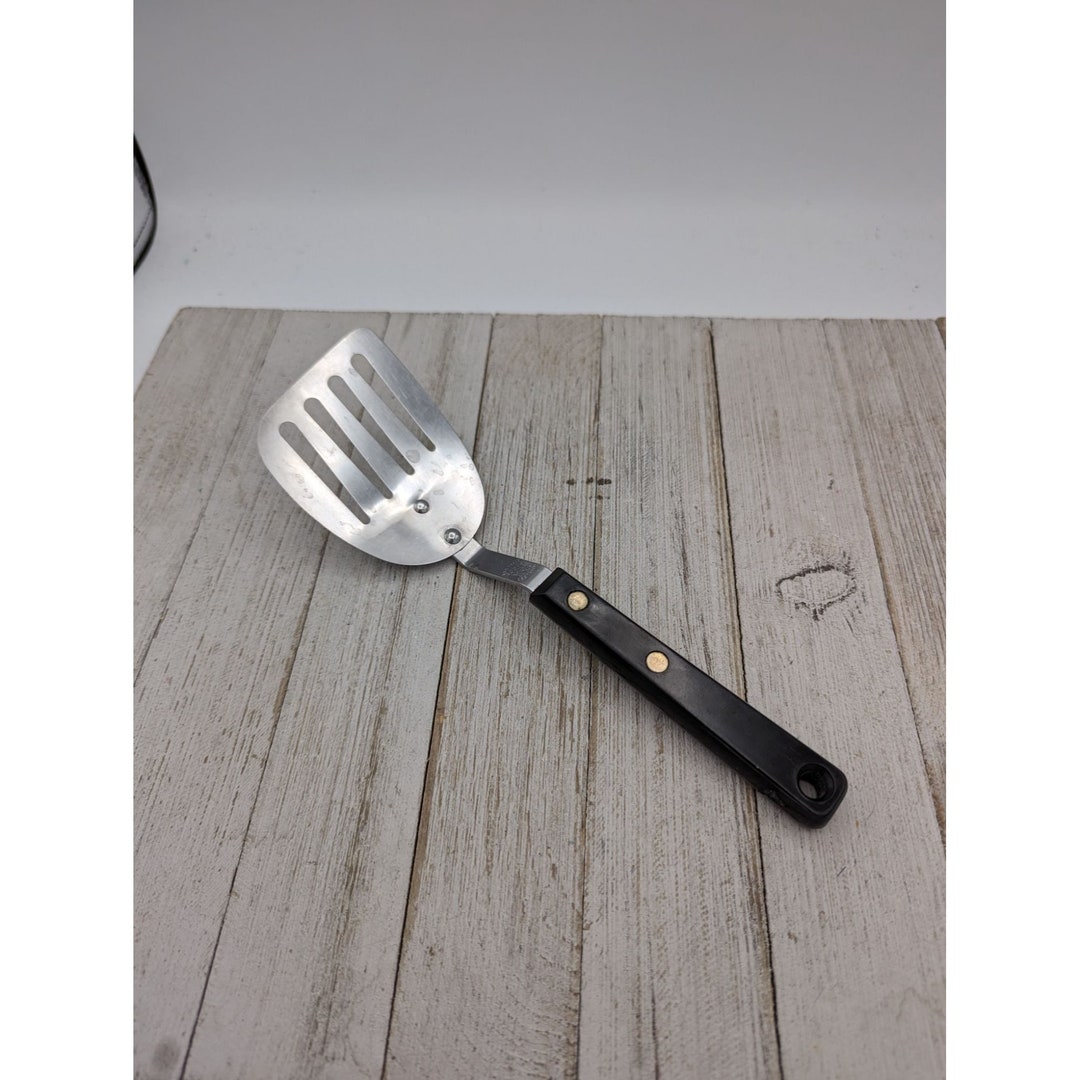 Vintage EKCO Short Stainless Steel Slotted Spatula Black Etsy