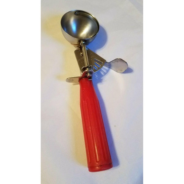 Browne-Halco 18-8 Stainless Steel NSF Red Handle Ice Cream Scoop Food Disher #24