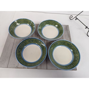 Vintage Royal Ironstone BLUE EDGE By Royal China Set of 4 Soup Cereal Bowls