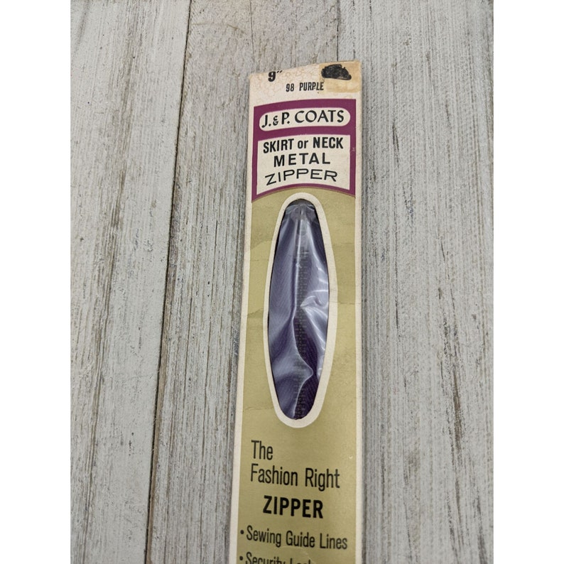 Vintage J&P Coats Skirt or Neck Metal Zipper 9 Purple 98 image 2