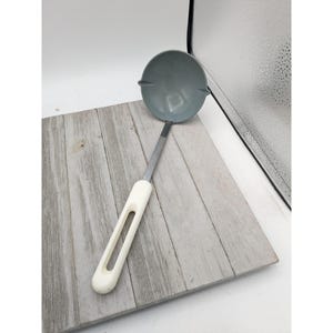 Vintage Bonny Country Blue Shallow Ladle Nylon White Handle 12&quot;