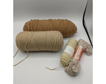 Set of 4 Skeins Shades of Tan Medium worsted 4-ply acrylic Unbranded