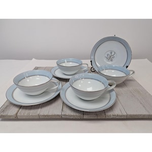 Set Of 4 Noritake Bluebell Teacup and Saucers 5558 Fine China