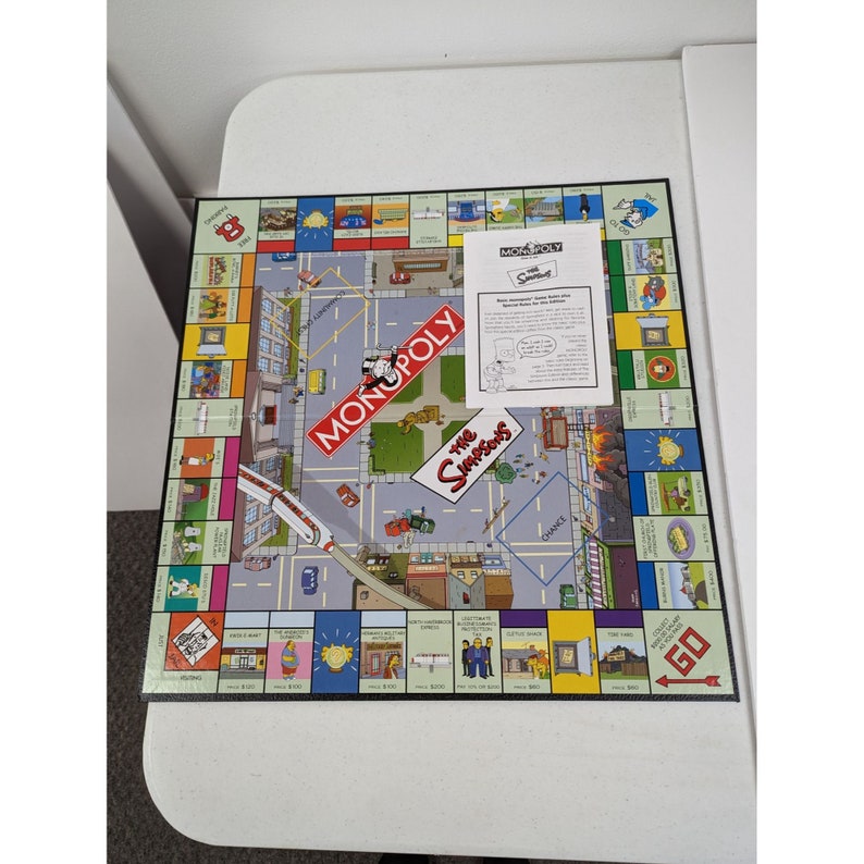 Simpsons 2001 Monopoly Edition Game Replacement Board Instructions Etsy