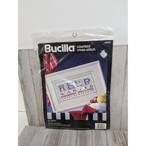 Bucilla Counted Cross-Stitch Kit 40726 &quot;Help Wanted&quot; 14&quot; X 8&quot; Kitchen Decor