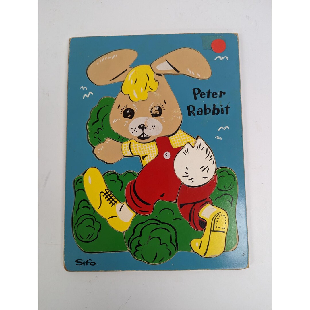 Vintage SIFO Wooden Puzzle Peter Rabbit 16 Pieces Red Blue - Etsy