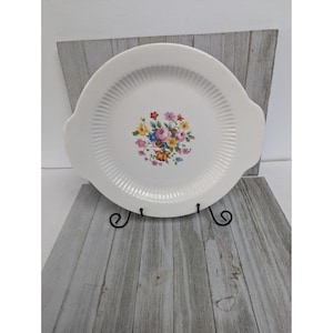 Vintage Regal Charm Serving Platter Plate Round Cream Floral Sebring OH Union Made
