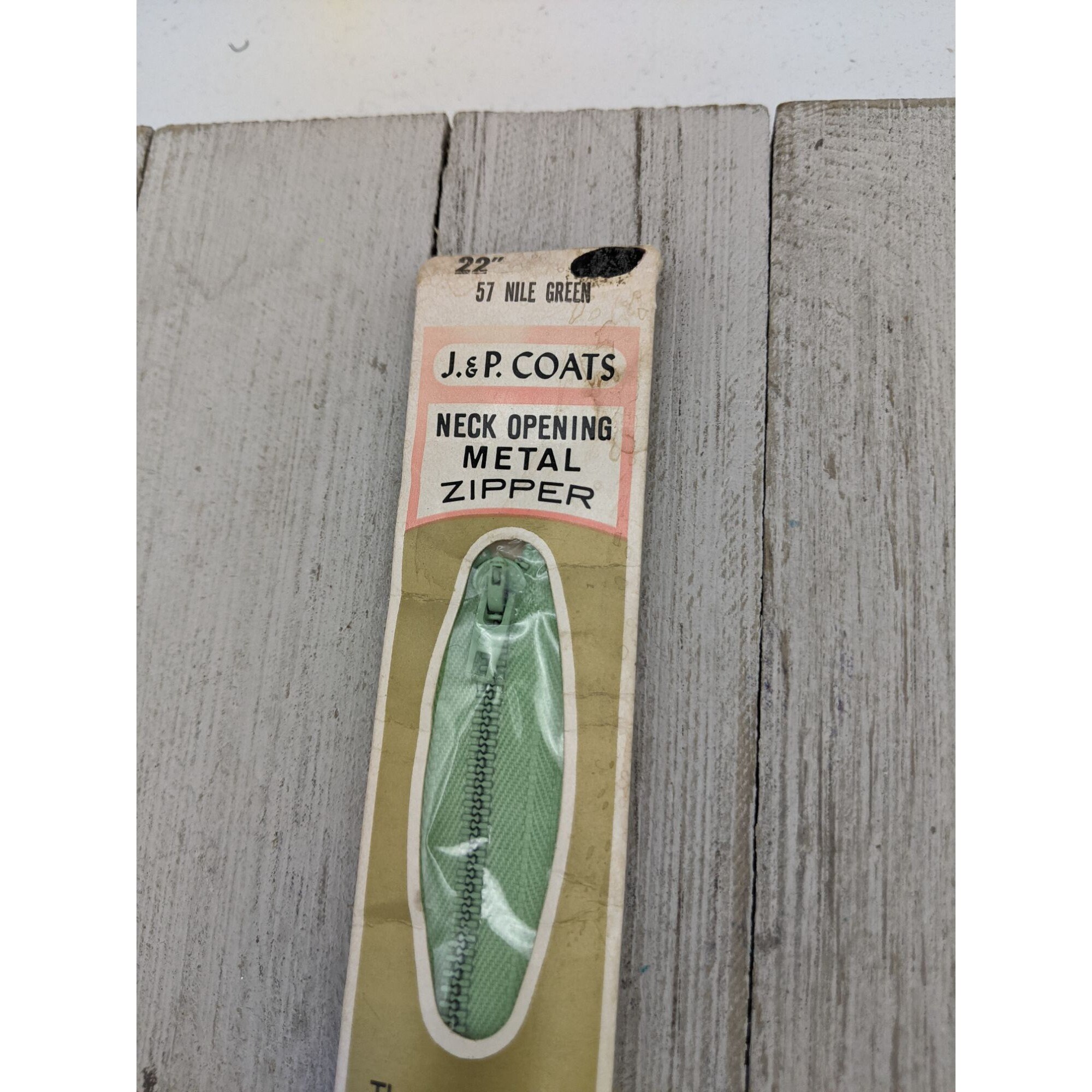 Vintage J&P Coats Neck Opening Metal Zipper 22