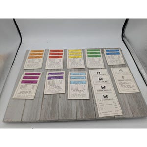 Tarjetas de propiedad de reemplazo del Monopoly vintage de 1961 completas