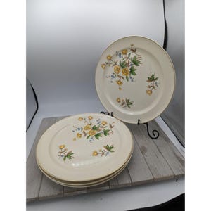 Vintage Set 4 Taylor Smith Taylor middagstallrikar 25 cm gula smörblommor TST237