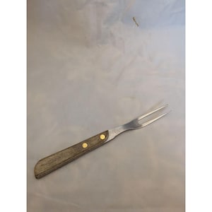Vintage Meat Fork 10&quot; Wood Handle Stainless Steel