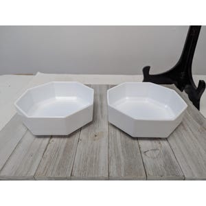 Set of 2 Arcoroc France Octime White Glass Octagon Soup Cereal Bowls