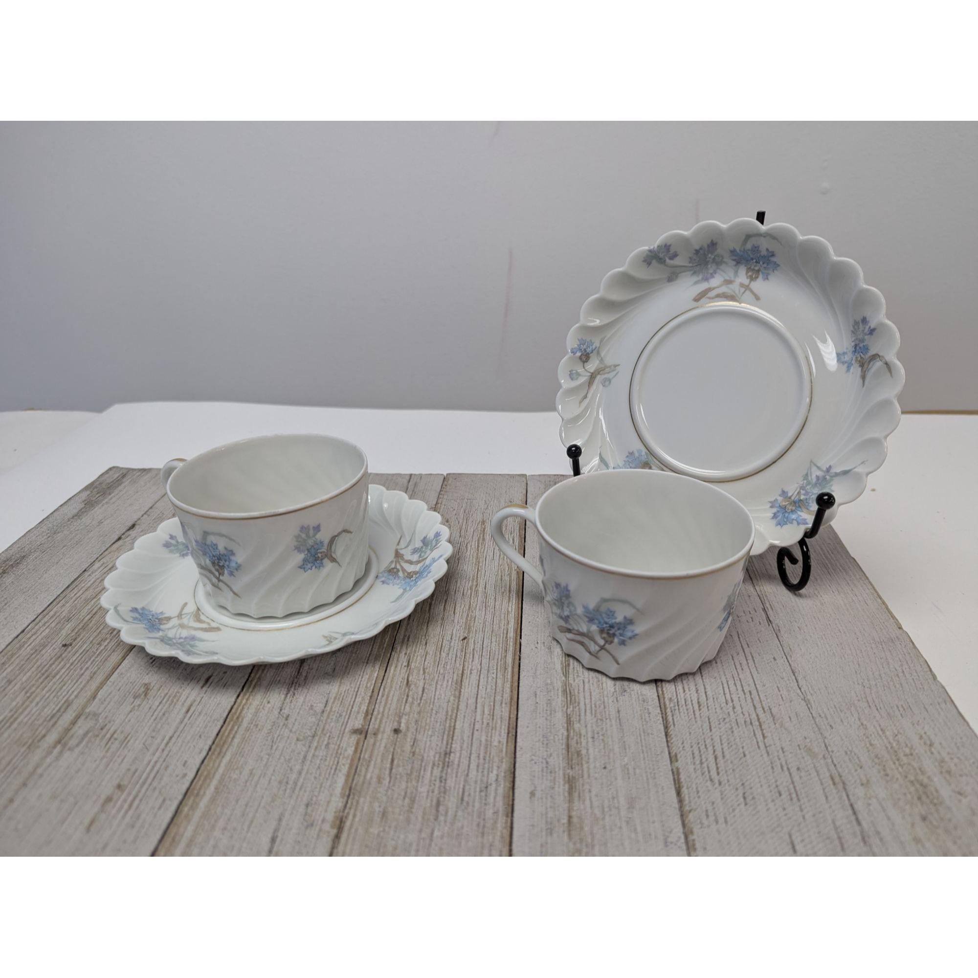 アビランド リモージュ　ヴューパリブルー　カップ＆ソーサー 、プレート② Blue limoges cup - Etsy 日本