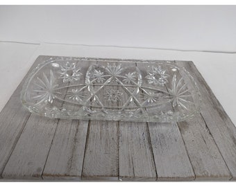 Anchor Hocking Rectangular Serving Tray Starburst Design 12" x 6 1/2" Clear Glass #1371