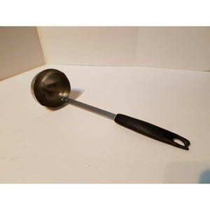 Vintage Advertising #2 Stainless Steel USA Kitchen Ladle  12&quot; Black Handle