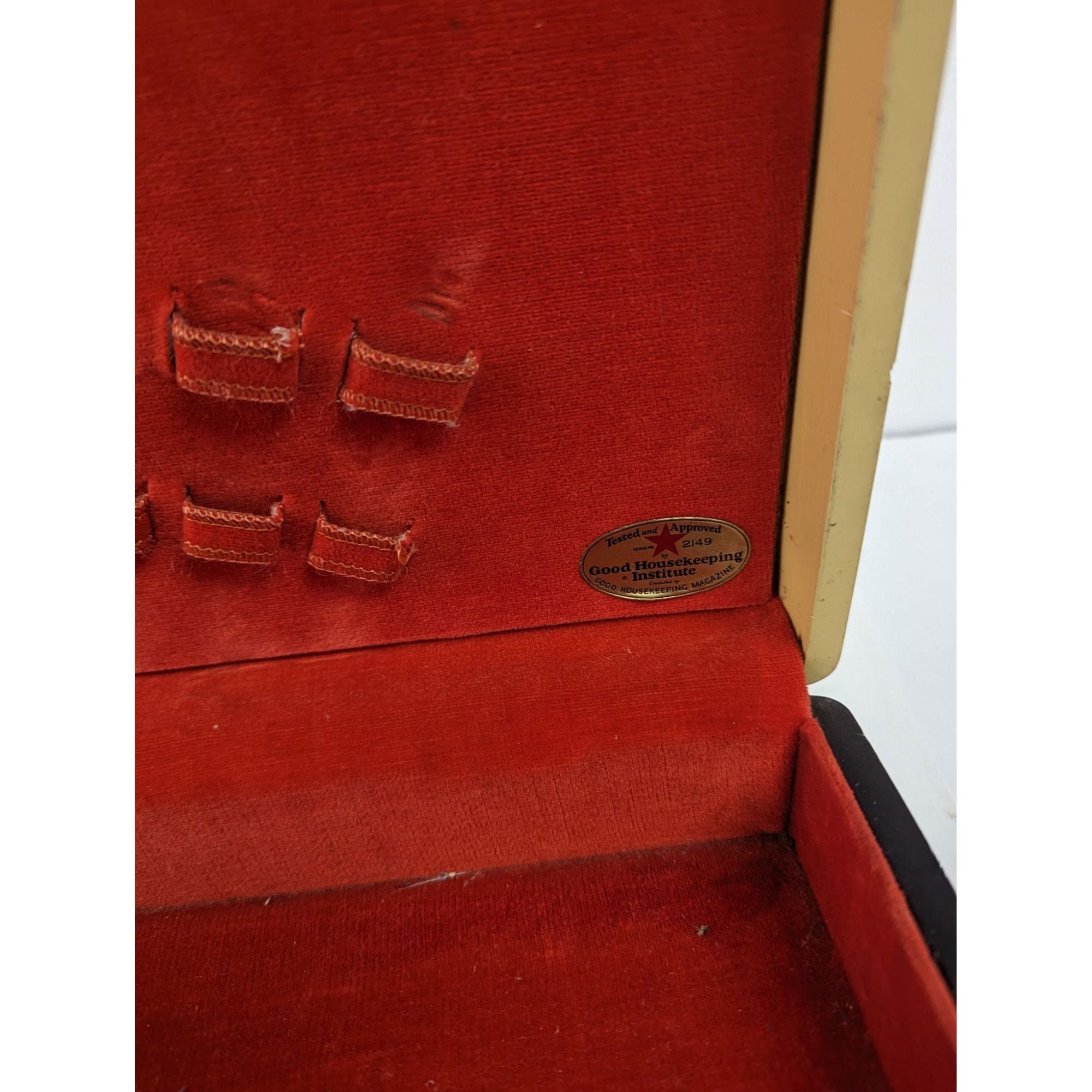 Vintage Wooden Silverware Flatware Chest Box Tan W Red Felt Etsy