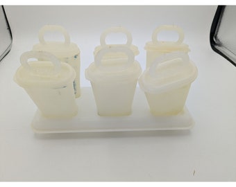 Vintage Tupperware Popsicle Molds Set of 6 Freezer Pop Makers Tray #4