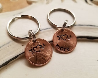 Anniversary Keychain, (set of 2), Lucky Penny Keychain, Couples Keychain, Wedding Gift Keychain, Gifts for him, Gifts for her, Couples Gift