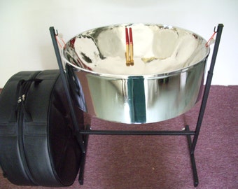 KaribPan - Lead &#39;&#39;C&#39;&#39; Steel Drum Pro Package (High Gloss Chrome)  w/ Case, Stand & Mallets